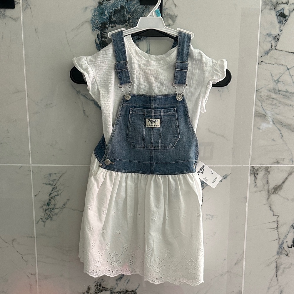 NWT OshKosh B’gosh Blue & White Casual Kids Dress – Size 5T